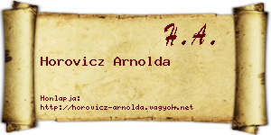 Horovicz Arnolda névjegykártya
